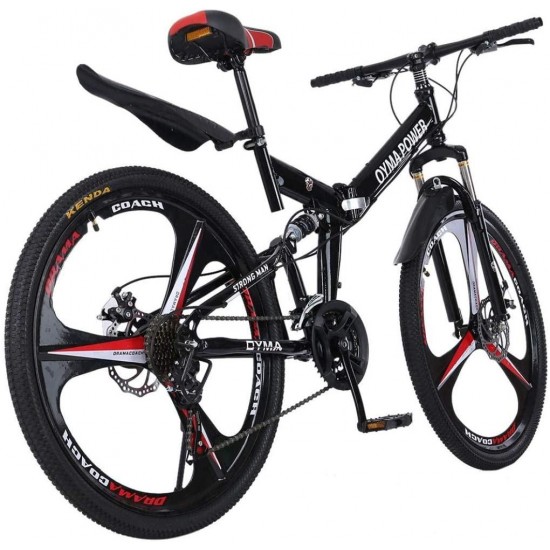 【Fast Delivery】26 inch 21 Speed Mountain Bike City Commuter Bicycle Unisex Folding Road Bike | Carbon Steel Mountain Bike Double Disc Brake Full Suspension MTB | Men Women Outdoor Racing Cycling