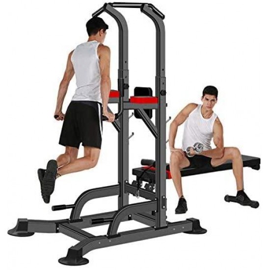 Power Tower with Bench,Strength Training Dip Stands,Pull Up & Dip Station Bar for Home Gym Strength Training,Dip Station Pull Up Bar Strength Training