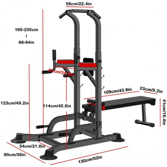 Power Tower with Bench,Strength Training Dip Stands,Pull Up & Dip Station Bar for Home Gym Strength Training,Dip Station Pull Up Bar Strength Training