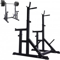 Barbell Rack,220Lbs Max Load Adjustable Squat Stand Dipping Station Weight Bench,Adjustable Squat Rack Dipping Station Dip Stand Barbell Free Bench Press Stands for Home Gym