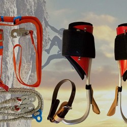 Evoke Gear Tree Climbing Spike Set Pole Aluminum Climbing Spurs Climber + Adjustable Harness Lanyard