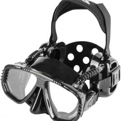 IST ProEar Dive Mask with Ear Covers, Scuba Diving Pressure Equalization Gear, Tempered Glass Twin Lens (Black Silicone)