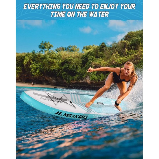 MaxKare Inflatable Stand Up Paddle Board SUP Paddle Board with Premium SUP Accessories & Waterproof Portable Bag Non-Slip Deck Youth & Adult Standing Boat in River Ocean and Lake