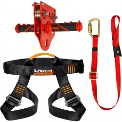 Fusion Climb Pro Backyard Zip Line Kit Harness Lanyard Trolley Bundle FK-A-HLT-31