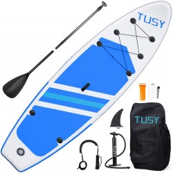 TUSY Stand Up Paddle Board Inflatable SUP Blow Paddle Boards 10.6', Accessories with Backpack, Non-Slip Deck, Adjustable Paddles, Pump for Youth