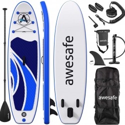 awesafe Inflatable Stand Up Paddle Board with Premium SUP/ISUP Accessories Including Backpack, Bottom Fin for Paddling, Paddle, Non-Slip Deck, Hand Pump, Leash