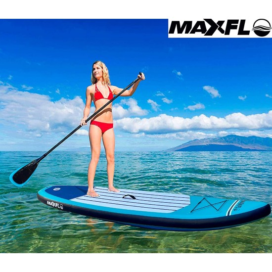 Inflatable Stand Up Paddle Board 10’6” Long 6” Thick | SUP Paddleboard Accessories Carry Backpack | Wide Stance, Bottom Fin Paddling Surf Control, Non-Slip Deck | Youth & Adult Standing Boat Boards