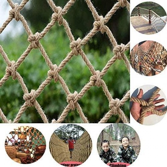 HUJB Outdoor Jute Net Climbing Net Treehouse for Kids Adults, Backyard Playground Cargo Net Protection Nets Swing Slide Webbing Safety Net (Color : 12cm12mm, Size : 19M)