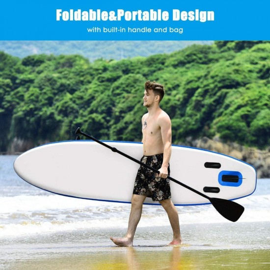 Goplus Inflatable Stand Up Paddle Board, 6.5” Thick SUP with Carry Bag, Adjustable Paddle, Bottom Fin, Hand Pump, Non-Slip Deck, Leash, Repair Kit