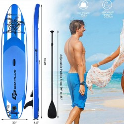 Goplus Inflatable Stand Up Paddle Board, 6.5” Thick SUP with Carry Bag, Adjustable Paddle, Bottom Fin, Hand Pump, Non-Slip Deck, Leash, Repair Kit