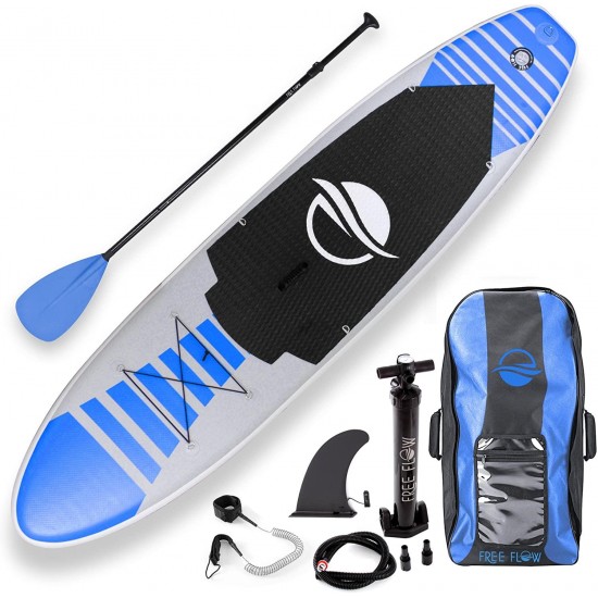 SereneLife Premium Inflatable Stand Up Paddle Board (6 Inches Thick) with SUP Accessories & Carry Bag | Wide Stance, Bottom Fin for Paddling, Surf Control, Non-Slip Deck | Youth & Adult Standing Boat