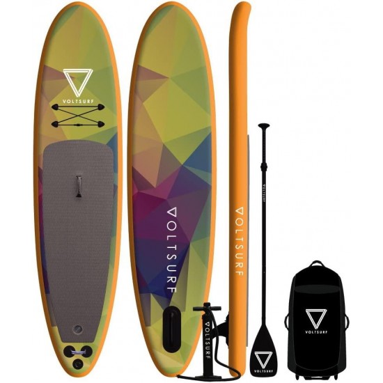 VoltSurf - 11' All-Around - iSUP Inflatable Paddle Board Kit + Leash & Backpack w/Wheels (6 Inch Thick)