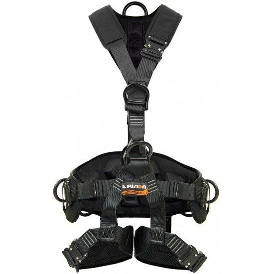 Fusion Climb Tac Rescue Tactical Full Body 3D EVA Padded Heavy Duty Adjustable Zipline Harness 23kN S Black