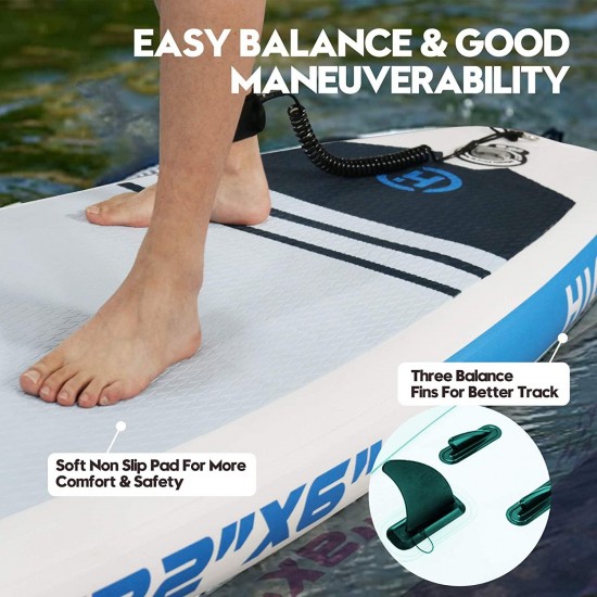 Highpi Inflatable Paddle Boards, 10'6''x32''x6'' SUP for Adults&Youth, Stand Up Paddle Boards with Accessories, Anti-Slip Deck, Stable Durable Lightweight, Suitable for Yoga Fishing Traveling