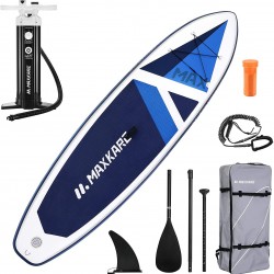 MaxKare SUP Stand Up Inflatable Paddle Board 10.6' x 32'' x 6'' Paddleboard w Triple-Action Pump, Backpack, Leash & Fin Portable for Yoga Pets Youth Adult in River, Oceans and Lakes