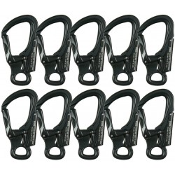 Fusion Climb Tudor Lightweight Aluminum Double Locking Captive Eye Snap Hook Carabiner 32kN Black 10-Pack