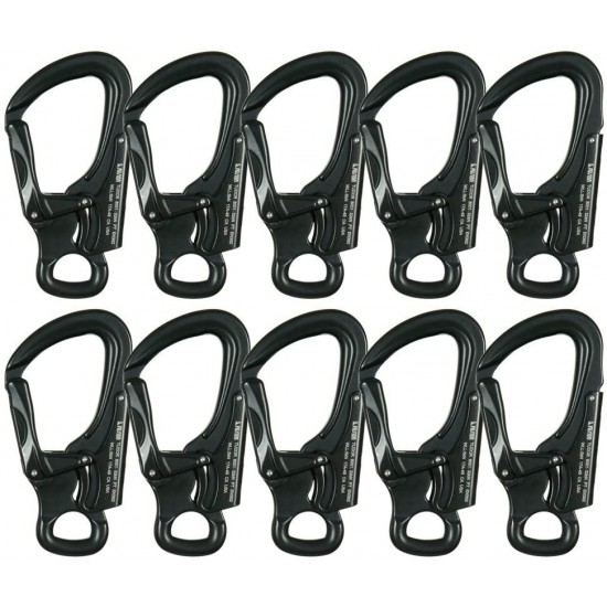 Fusion Climb Tudor Lightweight Aluminum Double Locking Captive Eye Snap Hook Carabiner 32kN Black 10-Pack