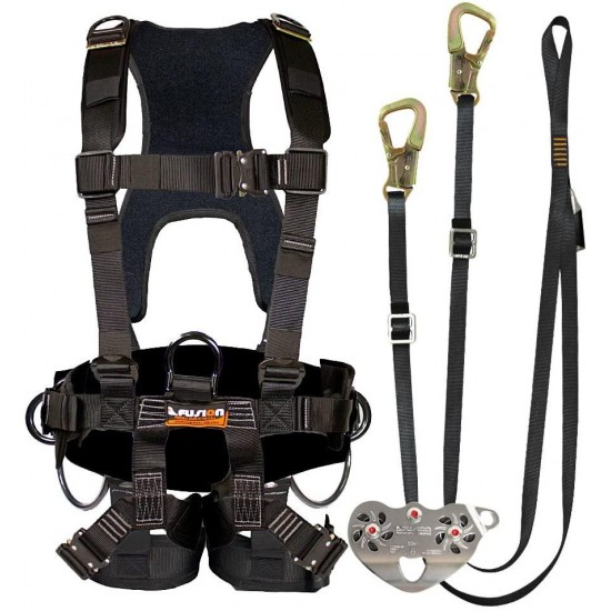 Fusion Climb Pro Backyard Zip Line Kit Harness Lanyard Trolley Bundle FK-A-HLT-28