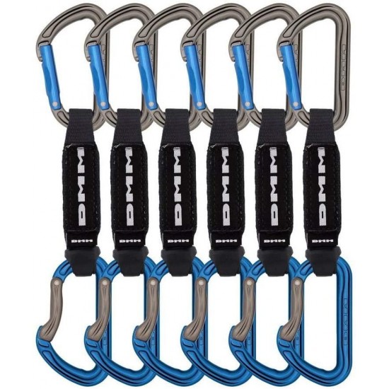 DMM Shadow Quickdraw, Pack of 6, Titanium/Blue, 12cm, A306BL-12P6