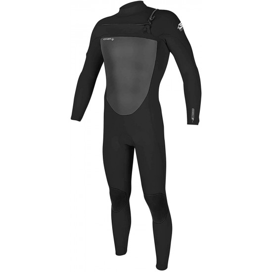 O'Neill Men's Epic 3/2 mm Chest Zip Full Wetsuit - Black/Black, Size: Medium