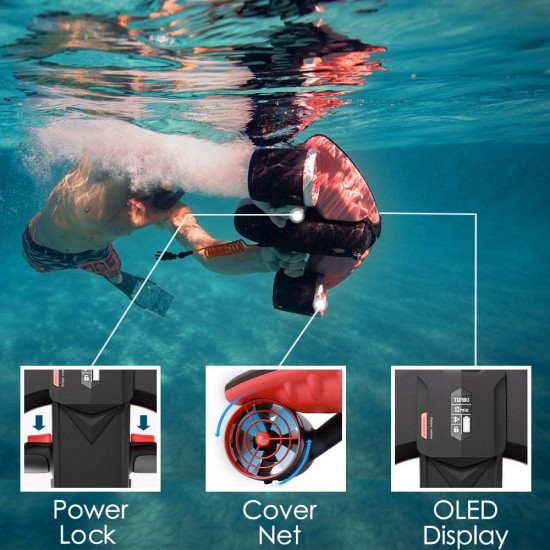 WINDEK SUBLUE Seabow Smart Underwater Scooter with Action Camera Mount OLED Display 40M Waterproof for Water Sports Swimming Pool & Diving & Snorkeling & Sea Adventures