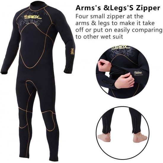 Wetsuit Man 5mm Neoprene Full Wetsuit Man's Dive Sector Back Zip for Men-Snorkeling, Scuba Diving Swimming, Surfing