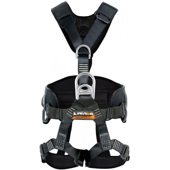 Fusion Climb Tac Rescue Tactical Full Body EVA Padded Heavy Duty Steel Adjustable Zipline Harness 23kN S Black