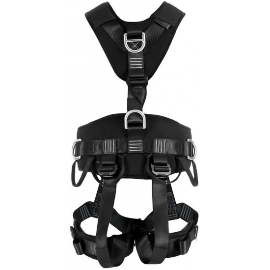 Fusion Climb Tac Rescue Tactical Full Body EVA Padded Heavy Duty Steel Adjustable Zipline Harness 23kN S Black