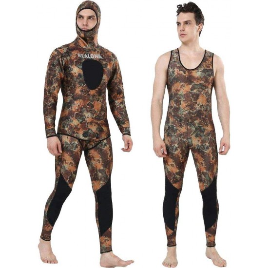 REALON Spearfishing Wetsuit 3mm 5mm Mens Diving Suit 7mm Full Hoodie Camo Scuba Wet Suit