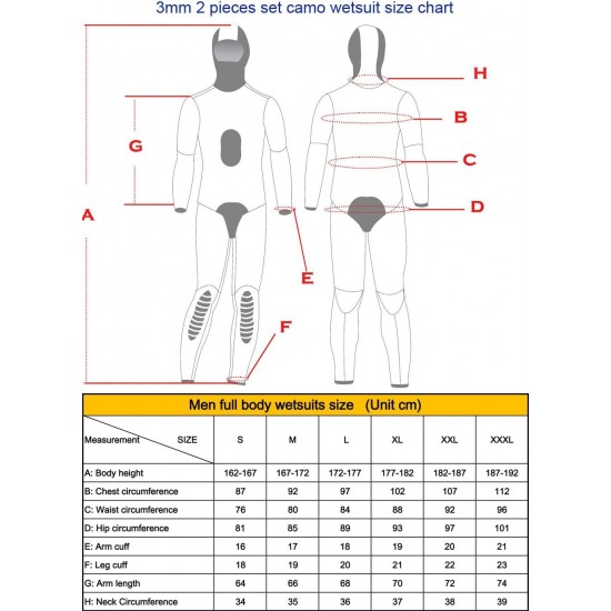 REALON Spearfishing Wetsuit 3mm 5mm Mens Diving Suit 7mm Full Hoodie Camo Scuba Wet Suit