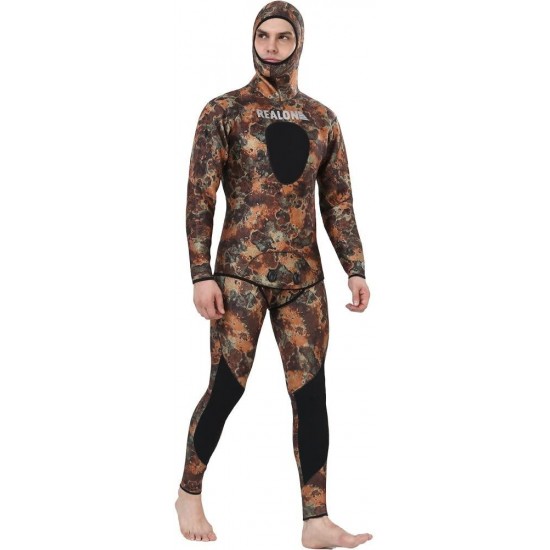 REALON Spearfishing Wetsuit 3mm 5mm Mens Diving Suit 7mm Full Hoodie Camo Scuba Wet Suit