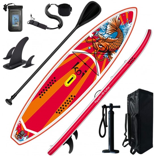 FEATH-R-LITE Inflatable Stand Up Paddle Board 11'6'' × 34'' × 6'' for Youth & Adult with Inflatable SUP Board, Non-Slip Deck, Travel Backpack, Adj Paddle, Pump, Leash, Water Proof Bag