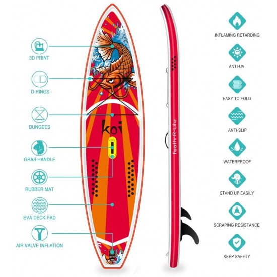 FEATH-R-LITE Inflatable Stand Up Paddle Board 11'6'' × 34'' × 6'' for Youth & Adult with Inflatable SUP Board, Non-Slip Deck, Travel Backpack, Adj Paddle, Pump, Leash, Water Proof Bag