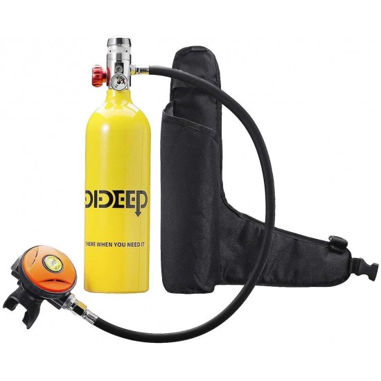 KTZAJO 1L/0.5L Scuba Oxygen Cylinder Diving Air Tank Scuba Diving Respirator Set Snorkeling Breathing Equipment (Color : 1L Yellow Set)