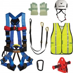 Fusion Climb Pro Backyard Zip Line Kit Harness Lanyard Trolley Carabiner Helmet Vest Glove Bundle FK-A-HLTCHVG-35