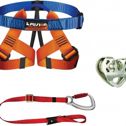 Fusion Climb Kids Backyard Zip Line Kit Harness Lanyard Trolley Bundle FK-K-HLT-01