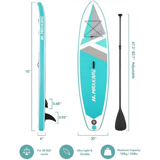 MaxKare Sup Inflatable Stand Up Paddle Board with 10'30''6'' Premium Paddleboard & Bi-Directional Pump & Backpack Portable for Youth Adult Have Fun in River, Oceans and Lakes