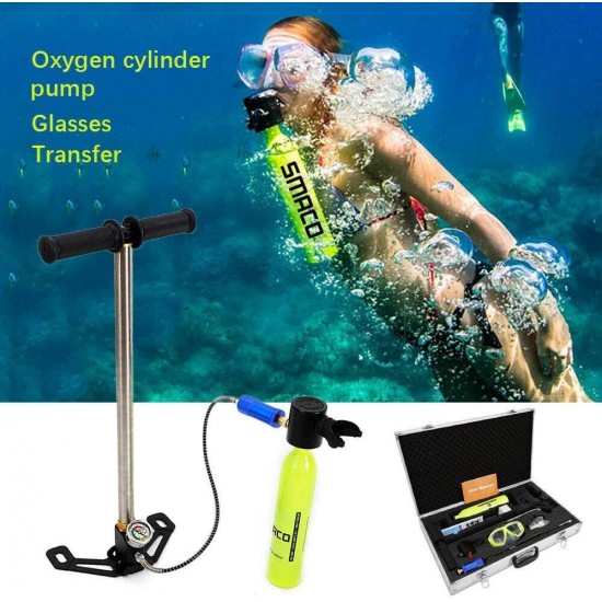 BoTaiDaHong Mini Scuba Set Diving Oxygen Tank Breath Pump Equipment Spare Cylinder Full Case with High-Pressure Air Pump, Respirator Bag Regulator Dive Kit