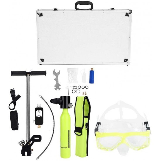 BoTaiDaHong Mini Scuba Set Diving Oxygen Tank Breath Pump Equipment Spare Cylinder Full Case with High-Pressure Air Pump, Respirator Bag Regulator Dive Kit