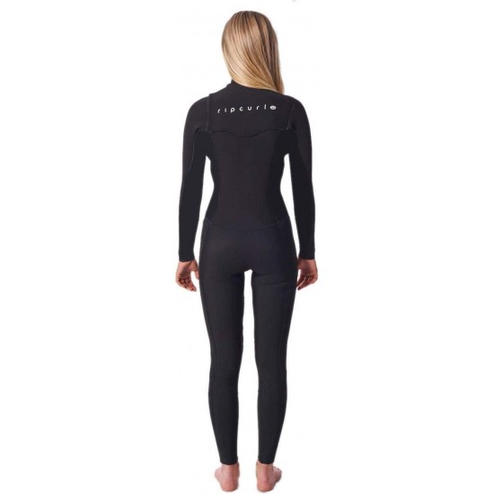 Rip Curl Women's Dawn Patrol 4/3mm Chest Zip Full Wetsuit - Black