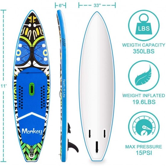 Tuxedo Sailor Inflatable Stand Up Paddle Board Surfboard Ultra-Light (18.9lbs) SUP with Adj Paddle, ISUP Backpack, Pump, Phone Bag, Leash for Adults and Kids of All Levels of Surfing