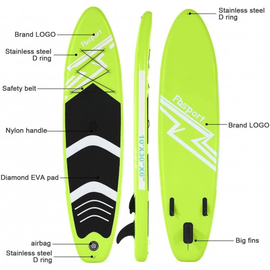 Premium Inflatable Stand Up Paddle Board (6 inches Thick) with Durable SUP Accessories & Carry Bag | Wide Stance, Surf Control, Non-Slip Deck, Leash, Paddle and Pump , Standing Boat for Youth & Adult