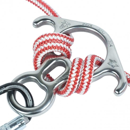 Mr.Safe Rescue Figure 8 Descender - Stainless Steel Belay Device w/Bent-Ears 50 kN