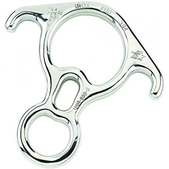 Mr.Safe Rescue Figure 8 Descender - Stainless Steel Belay Device w/Bent-Ears 50 kN