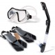 HRXS Snorkeling Suits, Goggles and Flippers Adult Snorkeling mask, All Dry Breathing Tube Diving Equipment Snorkeling Three-Piece