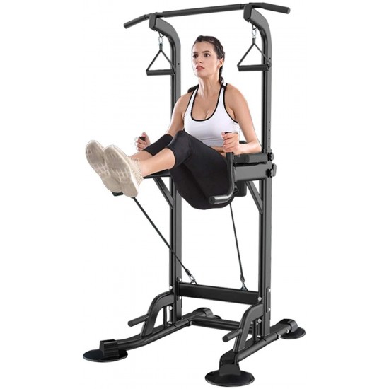 Adjustable Multi-Function Power Tower,Power Tower Dip Station,Pull up Bar Push Up-Weight Capacity with Backrest Workout Dip Station Home Gym Fitness Equipment