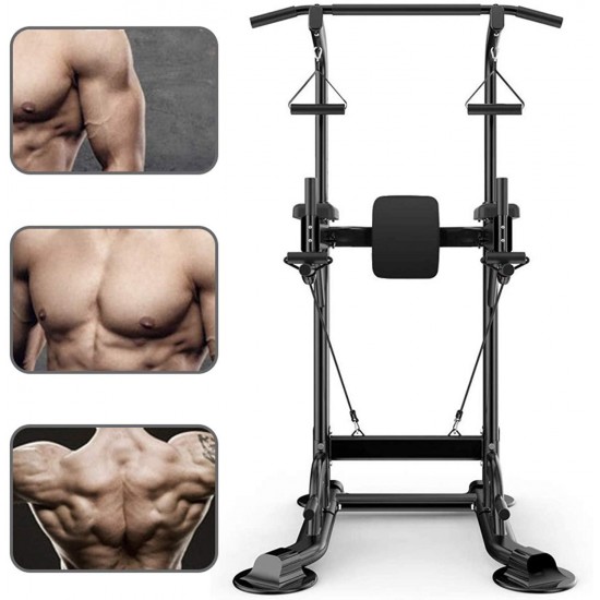 Adjustable Multi-Function Power Tower,Power Tower Dip Station,Pull up Bar Push Up-Weight Capacity with Backrest Workout Dip Station Home Gym Fitness Equipment