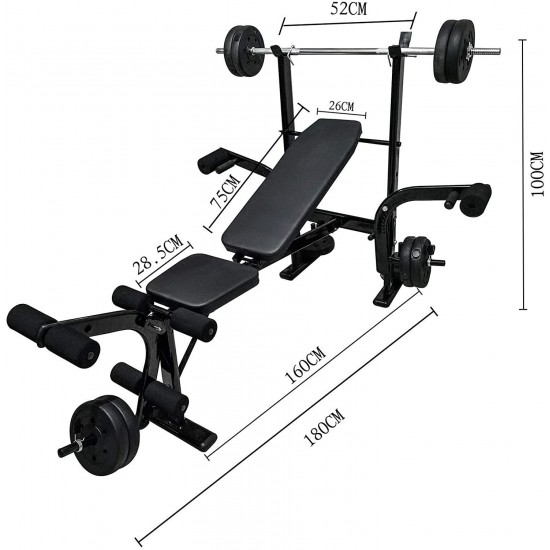 Adjustable Barbell Rack Weight Bench,Height Adjustable Olympic Workout Bench for Home Office Gym,Dumbbell Barbell Lifting Press Equipment,Incline Utility Weightlifting Bench