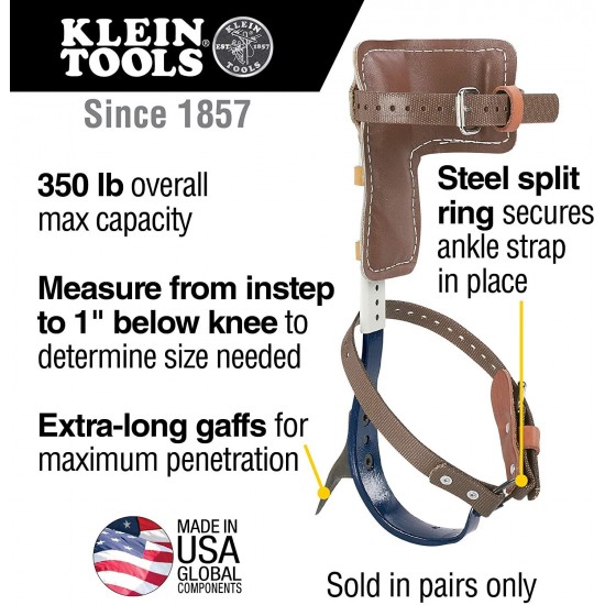 Klein Tools CN1907ARL Tree Climber Set with Pole Climbers, Leg Irons, Climbing Gaffs, Climber Pads, Straps, Gaff Spikes, Stirrups