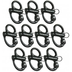 Fusion Climb Quick Release High Strength Snap Shackle 18KN Swedged Pull-Lock Mechanism Black 10-Pack